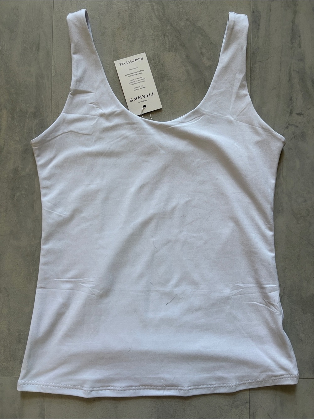 Pinkmstyle tank top Shapeware Scoop Neck Shell camisole double layer white NWT